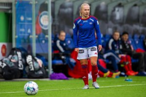 230415 Thea Bjelde of Vålerenga during the Toppserien football match between Vålerenga and Avaldsnes on April 15, 2023 in Oslo. Photo: Vegard Grøtt / BILDBYRÅN / kod VG / VG0438