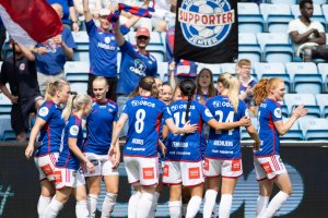 the Toppserien league game between Lyn and Vålerenga at Ullevaal Stadium in Oslo, Norway