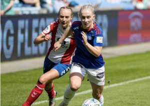 the Toppserien league game between Lyn and Vålerenga at Ullevaal Stadium in Oslo, Norway