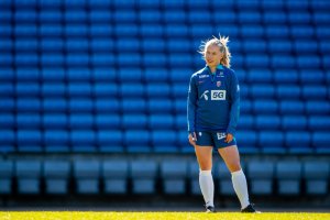 220411 Thea Bjelde of the Norwegian women's national football team during a training session on April 11, 2022 in Oslo. Photo: Vegard Grøtt / BILDBYRÅN / kod VG / VG0265