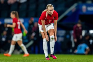 230215 Karina Sævik of Norway during the international friendly football match between Uruguay and Norway on February 15, 2023 in Angers. Photo: Vegard Grøtt / BILDBYRÅN / kod VG / VG0396