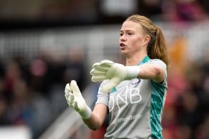 221030 Goalkeeper Jalen Justine Tompkins of Vålerenga during the Toppserien football match between Brann and Vålerenga on October 30, 2022 in Sandviken. Photo: Vegard Grøtt / BILDBYRÅN / kod VG / VG0372