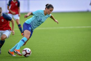 Sherida Spitse i aksjon for Nederland mot Norge på intility arena. Foto: Morten M. Larød / Sportfoto