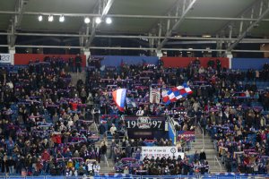 Supporters of Valerenga are seen during the UEFA Womens Champions League qualifying match between Valerenga and Real Madrid at Intility Arena in Oslo, Norway.