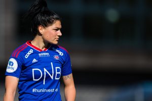 220418 Dejana Stefanovic of Vålerenga during the Toppserien football match between Arna-Bjørnar and Vålerenga on April 18, 2022 in Arna. Photo: Marius Simensen / BILDBYRÅN / Cop 238