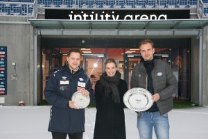 Espen Østerhaug, Kristine Bøe (NISO) og Jens August Dalsegg. Foto: Vålerenga Fotball