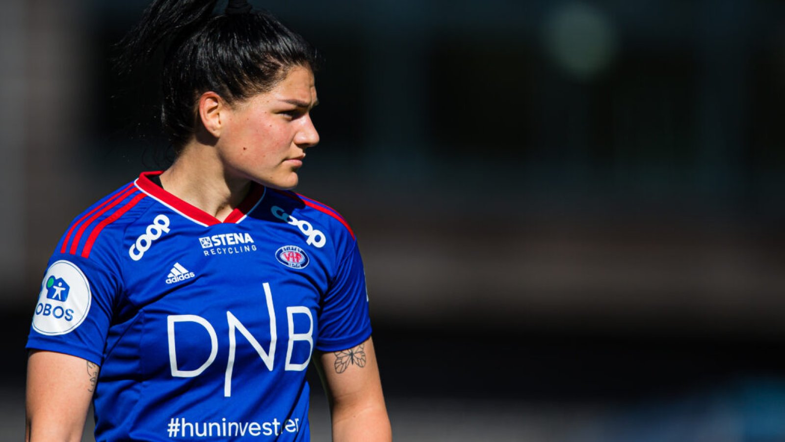 220418 Dejana Stefanovic of Vålerenga during the Toppserien football match between Arna-Bjørnar and Vålerenga on April 18, 2022 in Arna. Photo: Marius Simensen / BILDBYRÅN / Cop 238