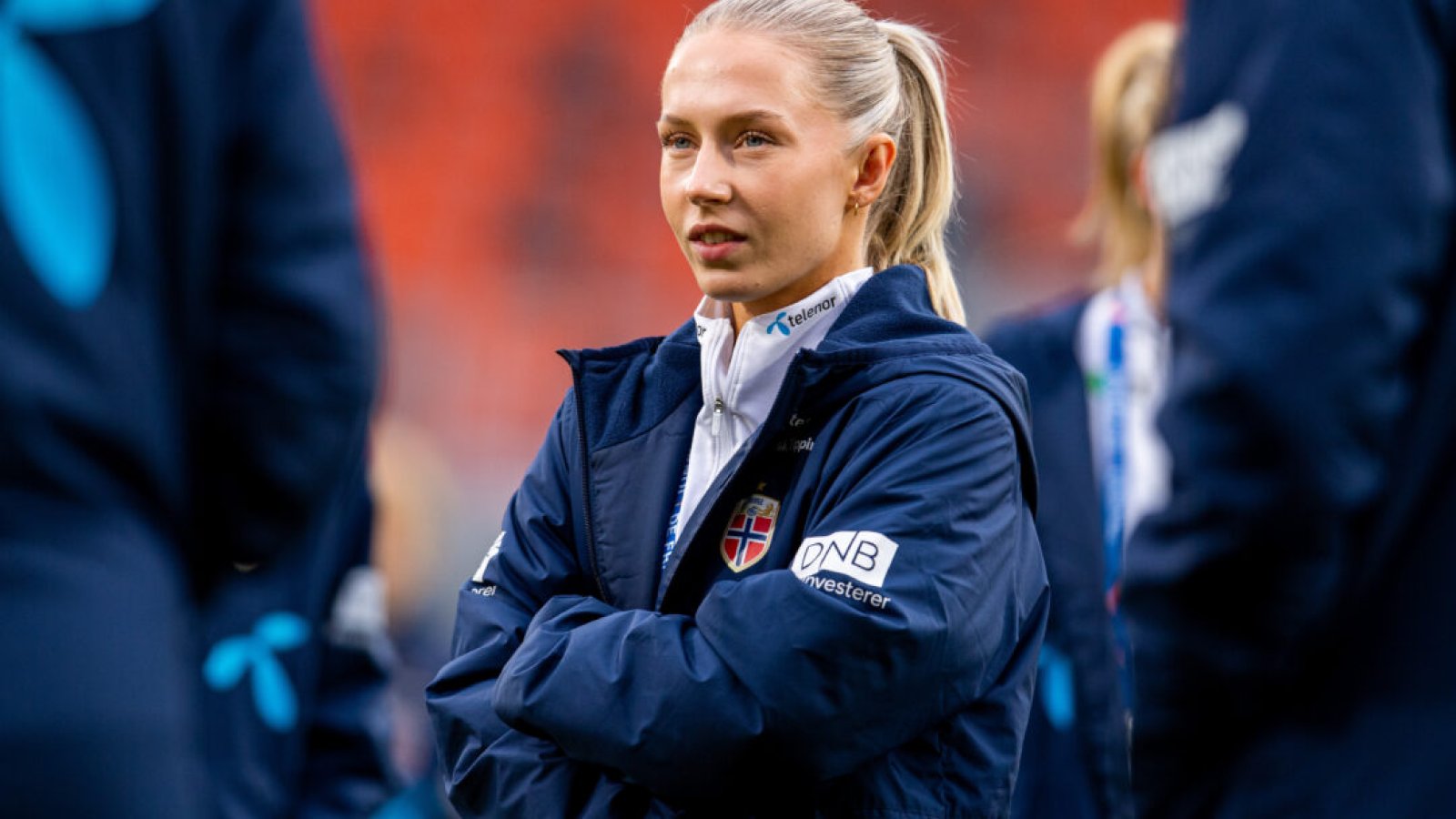 230218 Thea Bjelde of Norway ahead of the international friendly football match between Denmark and Norway on February 18, 2023 in Laval. Photo: Vegard Grøtt / BILDBYRÅN / kod VG / VG0401