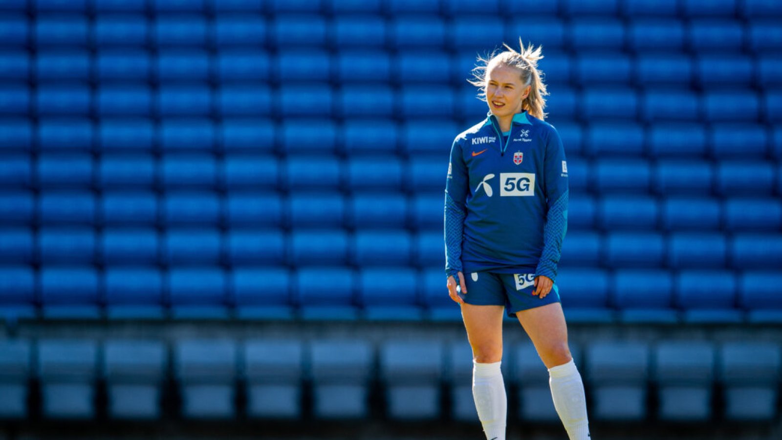 220411 Thea Bjelde of the Norwegian women's national football team during a training session on April 11, 2022 in Oslo. Photo: Vegard Grøtt / BILDBYRÅN / kod VG / VG0265