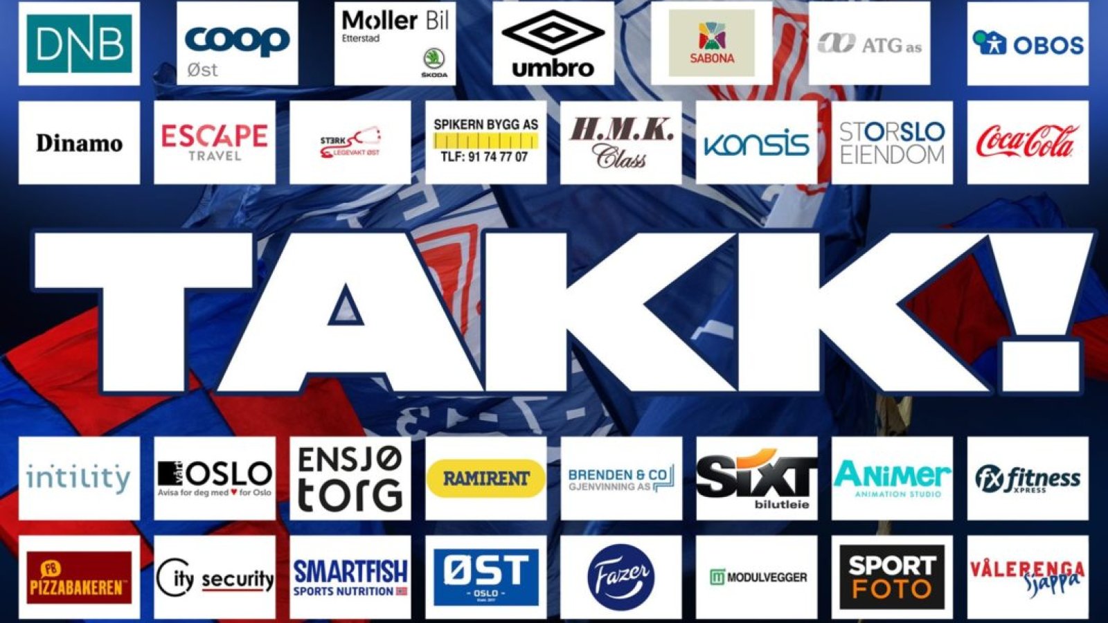 Vålerenga Fotball ønsker å rette en stor takk til våre samarbeidspartnere.