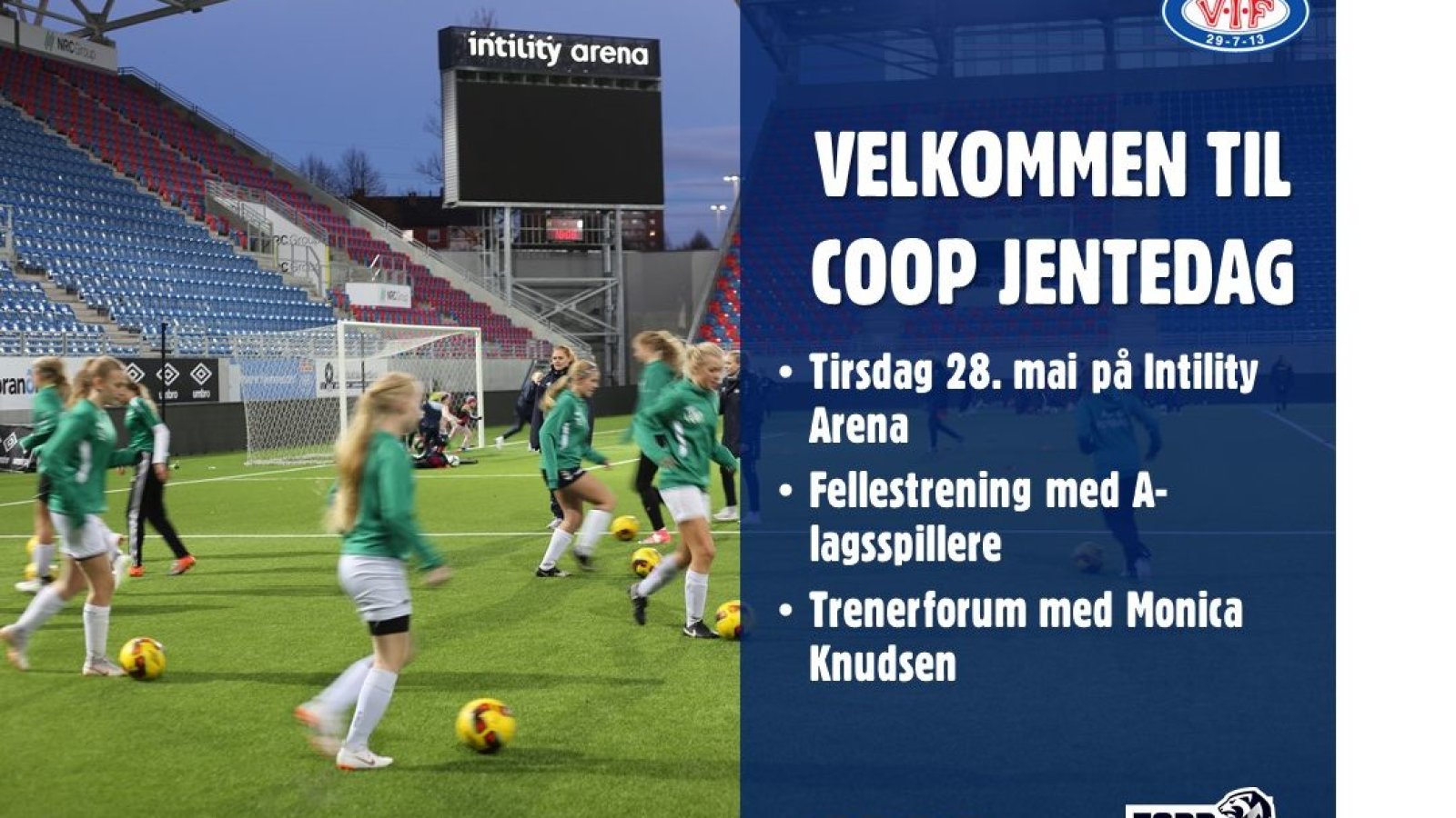 Velkommen til trening med damelaget på Coops jentedag tirsdag 28.mai. Foto: Lars Øverland